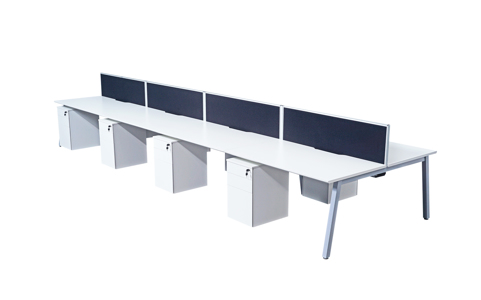 Value Bench 1400mm Wide Back to Back Add-on Desk White Top Silver Leg