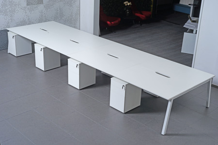 Value Bench 1600mm Wide Back to Back Add-on Desk White Top White Leg